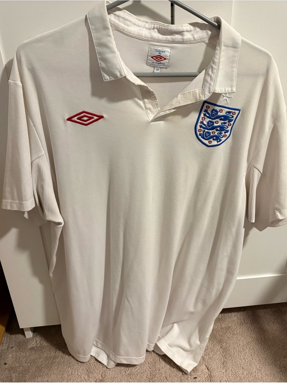 Umbro White England Crest Polo Shirt with Red Logo